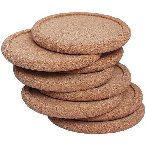 500pcs Round Concave Mat Pads Round Natural Cork Wood Coasters Heat Resistant Insulation Tea Coffee Cup Mat Pad Table Decoration