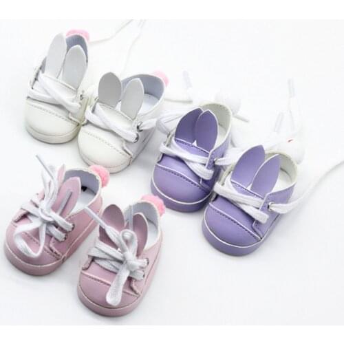 Girls Gift 7cm Purple/Pink/White Rabbit Mini Doll Shoes For 18 Inch American Doll Reborn Doll 43cm Gift for Baby Girl