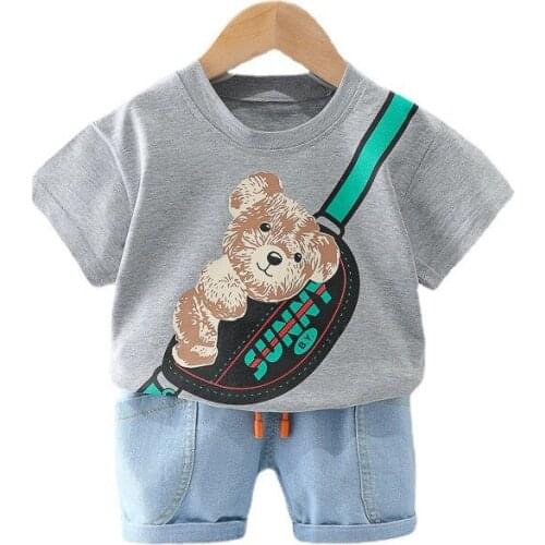 Summer Baby Fashion Clothes Children Boys Cotton T Shirt Shorts 2Pcs/sets Kids Infant Clothing Toddler Girls Cartoon Sportswear