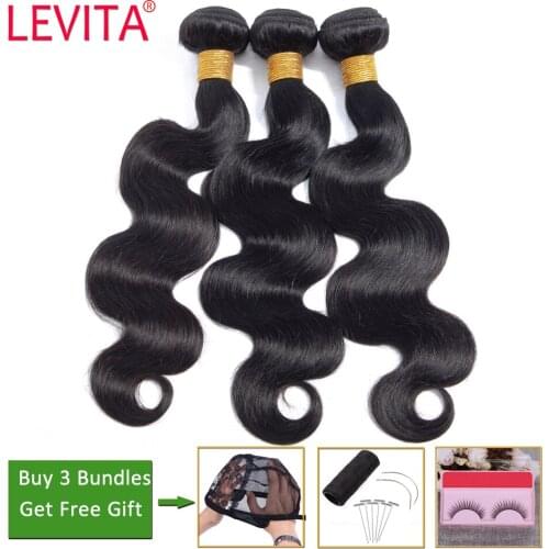 LEVITA body wave 3 bundles cheap 100% human hair 3 bundles deals Peruvian brazilian hair weave bundles non-remy hair extension