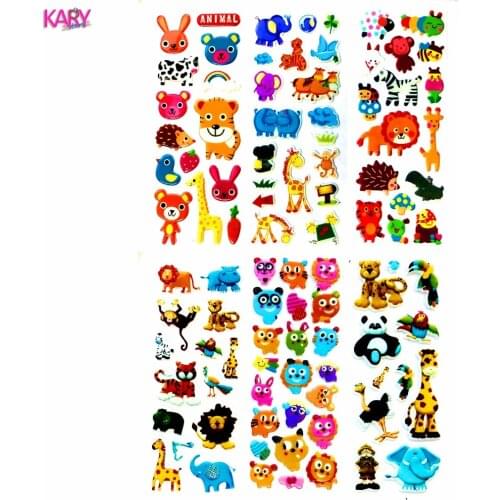 Cute Wildlife Wild Safari Park Animals Scrapbooking Bubble Puffy Stickers 6 Sheets Kawaii Gifts Reward Kids Toys For Children