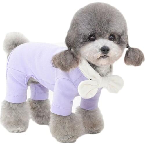 Soft Warm Dog Clothes Puppy Cat Jumpsuit Big Bowknot Cat Pajamas Jumpsuits Winter For Small Dogs Chihuahua Pug Pet Dog Overalls