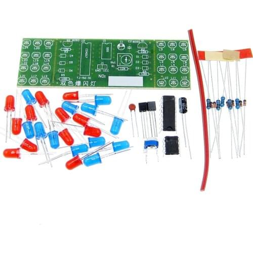 NE555 + CD4017 Red Blue Double Color Flashing Lights Board Kit StrobePractice Learning DIY Kits Electronic Suite Module