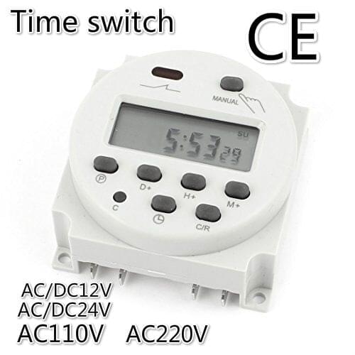 CN101A AC/DC12V 24V 220V 16A Amps Digital LCD Power Programmable Timer Time Relay Switch Support 17-times Daily Weekly Program