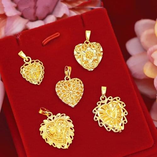 Simple Sand Gold 14k Pendant for Necklace No Chain Exquisite Ladies Little Peach Heart Pendants for Lover Birthday Jewelry Gift