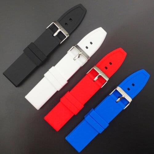20/22/24 mm Silicone Sport Watch Band Solid Color Universal Watchband Wrist Belt Bracelet Strap Replacement Watch Accessories