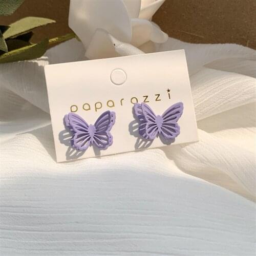 New Womens earrings fashion butterfly Yellow purple for women animal sweet colorful stud earrings girls jewelry