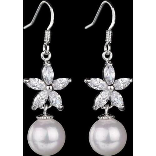 Earrings 2021 Trend Female European American Style Copper Fashion For Women White Set Zircon E Girl Hooks Vintage Earrings