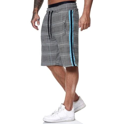 Summer Men Shorts Classic Plaid Beach Shorts Side Stripe Elastic Waist Short Pants with Pockets Male Fashion Casual Shorts