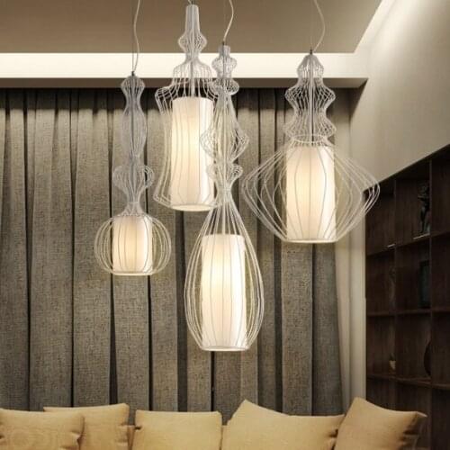 Nordic Modern Big Nobles Pendant Lights Fixture American White Black Bird Cage Droplights Home Indoor Lighting Hanging Lamps