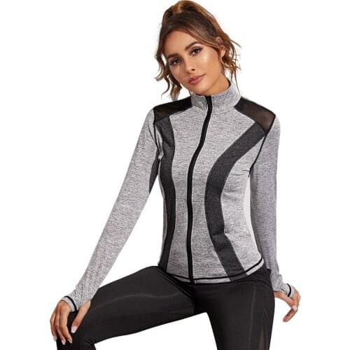 2021 Sports Jacket Womens Tight Yoga Dress Long Sleeve Top Zip Cardigan Running Fitness Jacket Sweatshirt Hoodie Fashion