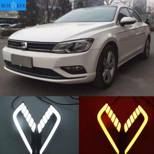LED DRL Daytime Running Light Daylight driving yellow turn Signal lamp For Volkswagen Lamando 2015-2017 2 pcs