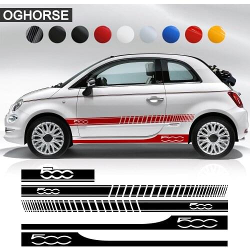 For Fiat 500 Abarth 595 695 500C 500e Vintage Accessories Car Door Side Stripes Skirt Hood Cover Sticker Vinyl Body Kit Decal