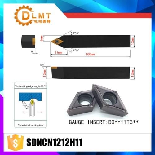 SDNCN1212H11 62.5 Degrees External Turning Tool Holder For DCMT11T304 DCMT11T308 Used on CNC Lathe Machine
