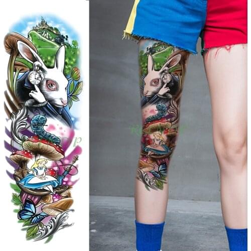 Waterproof temporary tattoo sticker cartoon castle rabbit clock girl mushroom butterfly fake tatoo flash tatto for men women