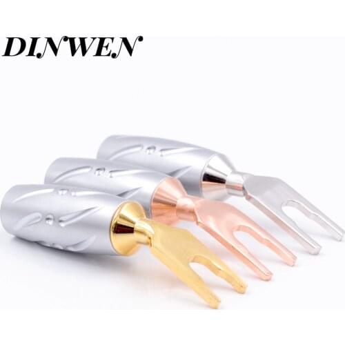 Viborg Pure Copper Speaker Y Spade Connector AMP Banana Plug Fork Speaker Plug Hifi Audio DIY Screw Lock Gold Rhodium Plated