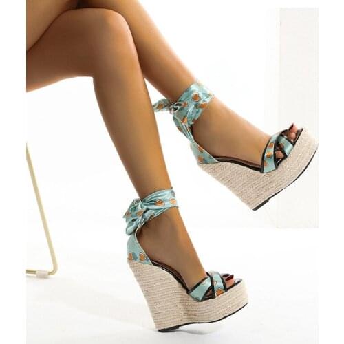 35~42 Women Wedge Sandals Female Platform Bohemia High Heel Sandals Fashion Ankle Strap Open Toe Ladies Shoes Zapatos De Mujer