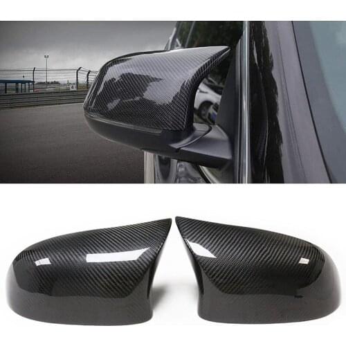 1 Pair M Style Side CF Shell For BMW X Ser Prepreg Carbon Fiber Mirror Cover X3 F25 X4 F26 X5 F15 X6 F16 2014-2018 With OX Horn
