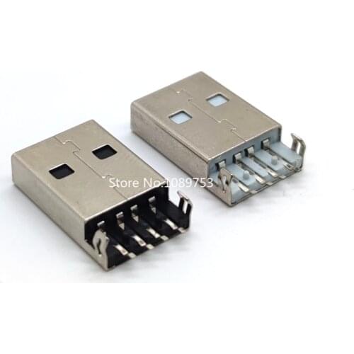 10Pcs/lot USB 2.0 Jack Plug Connector 4pin A male Sink 2.5 SMT Cable Soldering SMD PCB Connectors White / Black