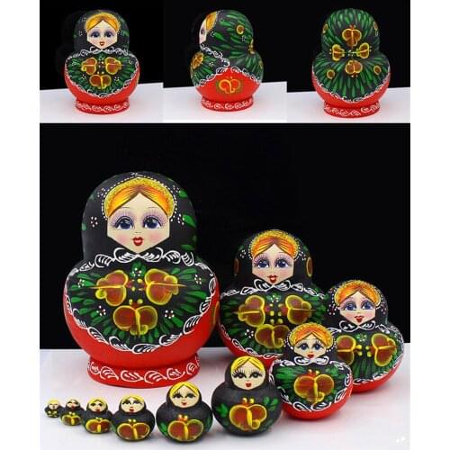 10 Layer Heathy Hand-painted Russian Nesting Dolls Dry Basswood Handicraft Matryoshka Doll Education DIY Wooden Toys L30