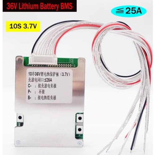 10S 36V 25A lithium battery BMS PCB short circuit overcharge overcurrent protection board same port for scooter