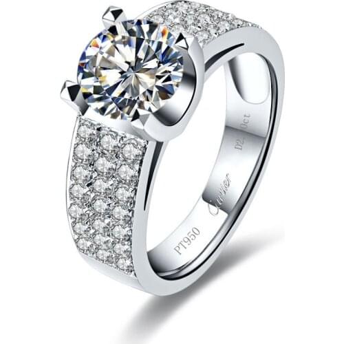 2 Carat Solid 14K Gold Oxhead Style Mystery Simulate Diamond Women Anniversary Ring Vintage Promise Jewelry Gift For Female