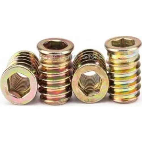 20pcs Hex Socket Drive Insert Carbon Steel Nuts Threaded For Wood Furniture GMN