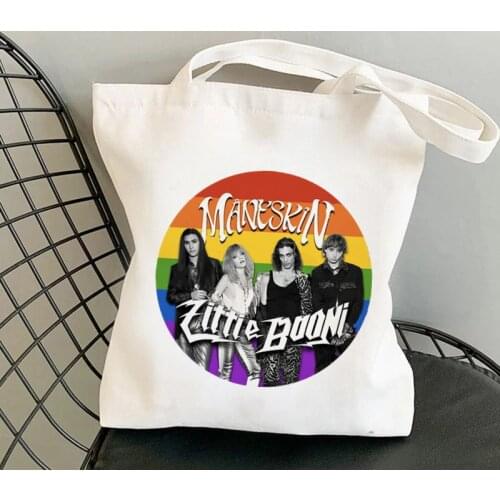 2021 Shopper Maneskin Printed Kawaii Bag Harajuku women Shopping Bag Canvas Shopper Bag girl handbag Tote Bag Shoulder Lady Bag