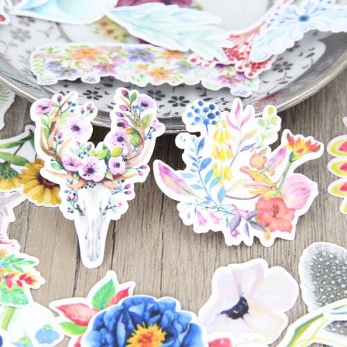 36pcs Beautiful Watercolor Hand Painting Flower Plant Scrapbooking Stickers Floral Plants DIY Craft Decorativ Pack Pack