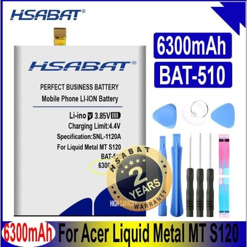 HSABAT BAT-510 6300mAh Battery for Acer Liquid Metal MT S120 BAT-510 (1/CP6/65/85) SP516485SF-C Batteries