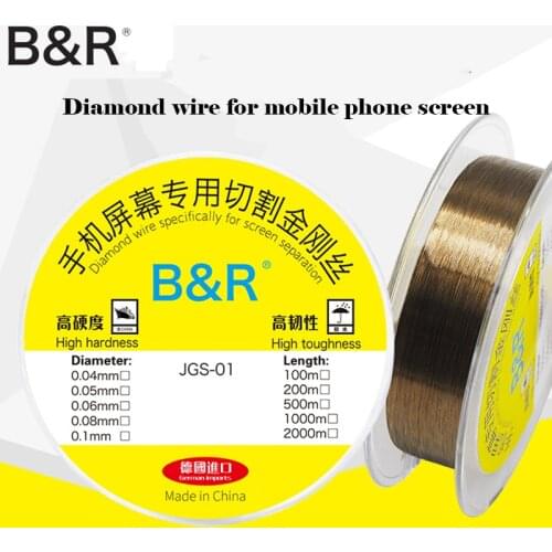 B&R Diamond Wire Cutting Wire 0.04 0.05 0.06 0.08 0.1MM 100M High Hardness OLED LCD Screen Separation Line Phone Repair Tools