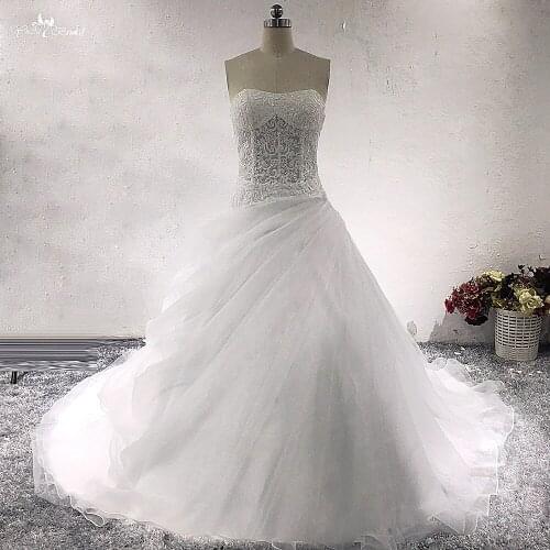 RSW1592 Strapless Organza Skirt Ball Gown Drop Waist Robe De Mariee Princesse