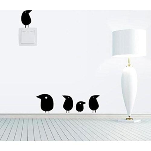 Free Shipping 5 birds adhesive Switch sticker Home Decor Wall Sticker decoration DIY vinyl mural Decor stickers BB--3