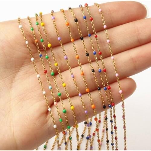 1 Meter Handmade Gold Wire Wrapped Rosary Chain stone Beads Chains for Necklaces Bracelets Anklet Making DIY Jewelry Findings