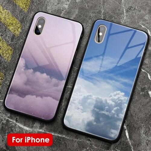 Aesthetic colorful rainbow glow Clouds soft silicone glass Phone case cover shell For iPhone 6 6s 7 8 Plus X XR XS 11 Pro max