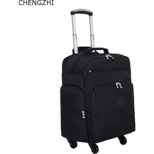 CHENGZHI 16inch Nylon Rolling Luggage Bag Travel Boarding Bag With Wheels Cabin Suitcase Trolley Bag