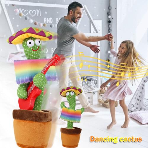 Electronic Shake Dancing Cactus Plush Toys Twisting Body 3 English Songs Early Children Education Game Funny Dancing Cactus Gift