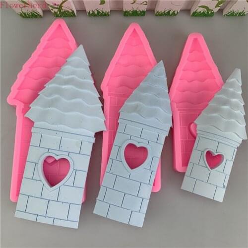 Castle House Fondant Silicone Cake Mold Baking Tools Cake Decoration Gypsum Epoxy Mould Chococlate Mold Pastry Tools Birthday