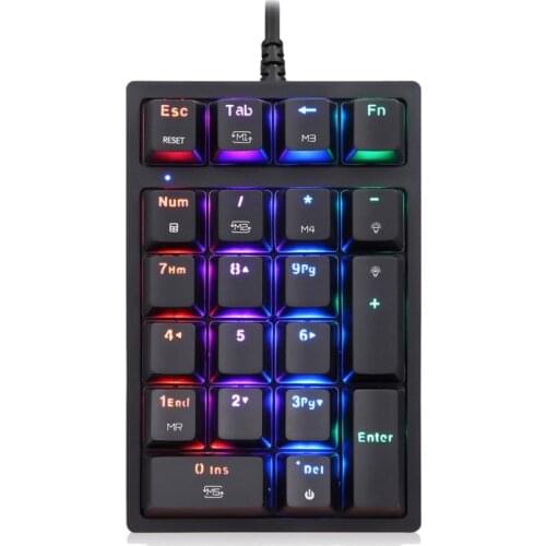 K24 LED RGB Backlight Extended 21 Keys Wired Mechanical Keyboard for Computers Extended Keyboard