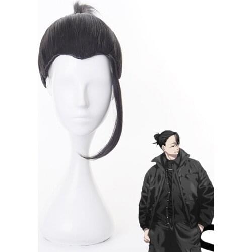 Geto Suguru Wig Cosplay Costume Anime Jujutsu Kaisen Black Ponytail Heat Resistant Hair Halloween Party Role Play Men
