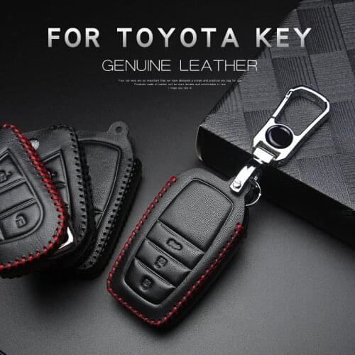 Leather Car Key Ring Key Case Cover for Toyota Corolla 2020 Rav4 Highlander Chr Camry 70 2019 Land Cruiser 200 Prado Accessories
