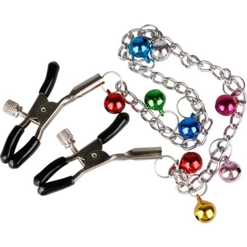 Candiway bells Chain Nipple Clamps Metal Long Chains Adult Game Breast Clips Milk Folder For Adult Couples Flirting Sex Toys