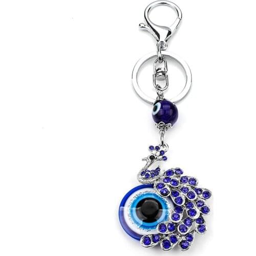 Evil Eye Metal Charm Key Chain15 Different Animal Styles Fashion Blue Pattern Tassel Pendant Key Ring For Men Women Jewelry