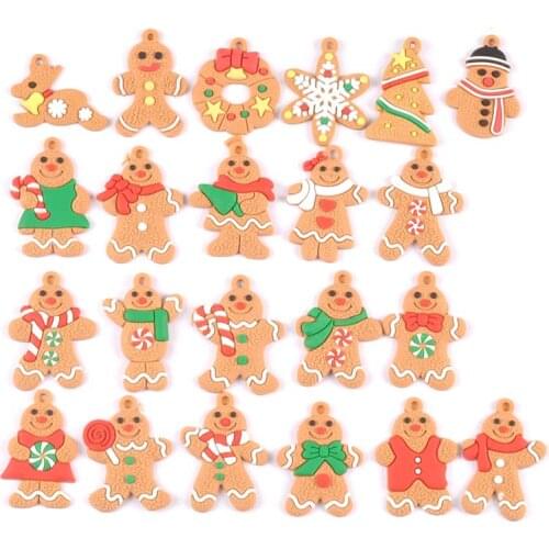 Mini Gingerbread Man Christmas Ornaments Deer Snowman Chrismas Tree Pendant Decoration New Year Decor Party Supplies