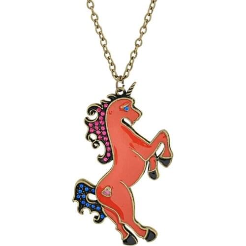 Fashion jewelry accessories long design vintage horse big size unicorn pendant necklaces jewelry