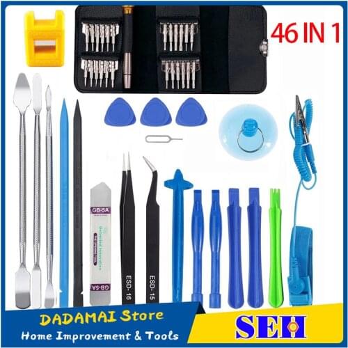 46 in 1 Mobile Phone Screen Opening Repair Tools Kit Screwdriver Pry Disassemble Tool Set for iPhone Samsung Ipad