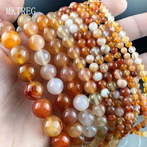 Natural Red Agates Stone Beads Round Loose Spacer Beads For Jewelry Making DIY Bracelet Earrings Accessories 15'' 4/6/8/10/12mm