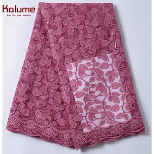 Kalume Latest African Lace Fabric Embroidery French Mesh Milk Silk Lace Fabric With Sequins Nigerian Lace Fabric For Dress 1997