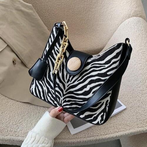 2021 New Fashion PU Womens Shoulder Bag Versatile One Shoulder Zebra Underarm Leather Bag for Girls Ladies Handbag Gift