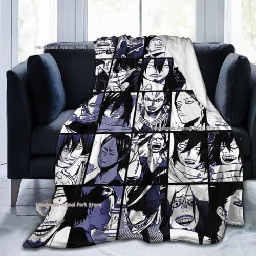 My Hero Academia Collage Anime Aizawa Shota Throw Blanket Fuzzy Warm Throws for Winter Bedding 3D Printing Soft Micro Fleece